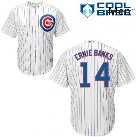 Mens Majestic Chicago Cubs 14 Ernie Banks Replica White Home Cool Base MLB Jersey